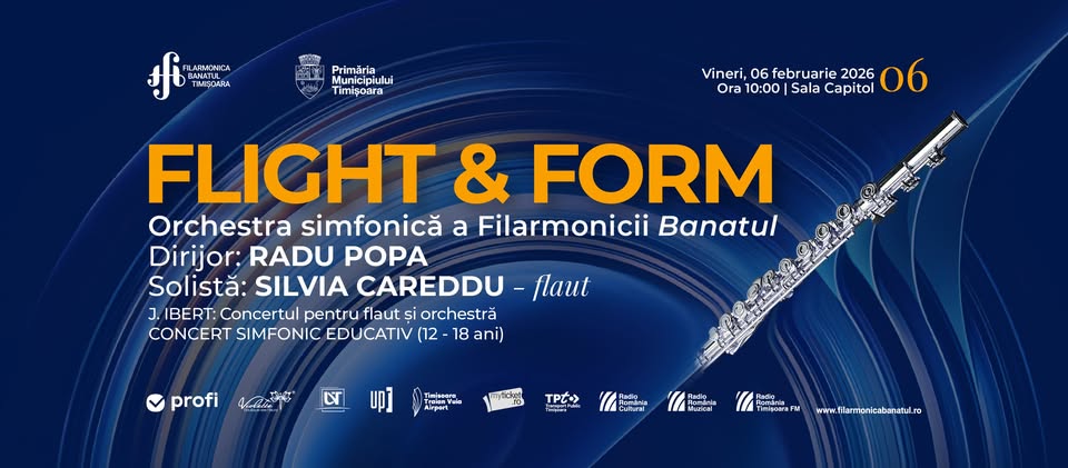FLIGHT & FORM | Recital educativ (12–18 ani) | Dirijor: Radu Popa, solistă: Silvia Careddu – flaut