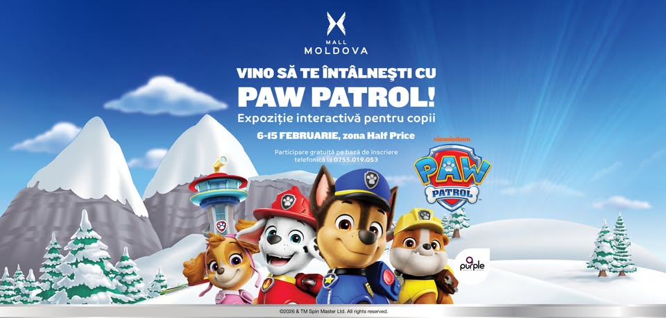 Vino să te întâlnești cu Paw Patrol la Mall Moldova! 6 – 15 februarie 2026