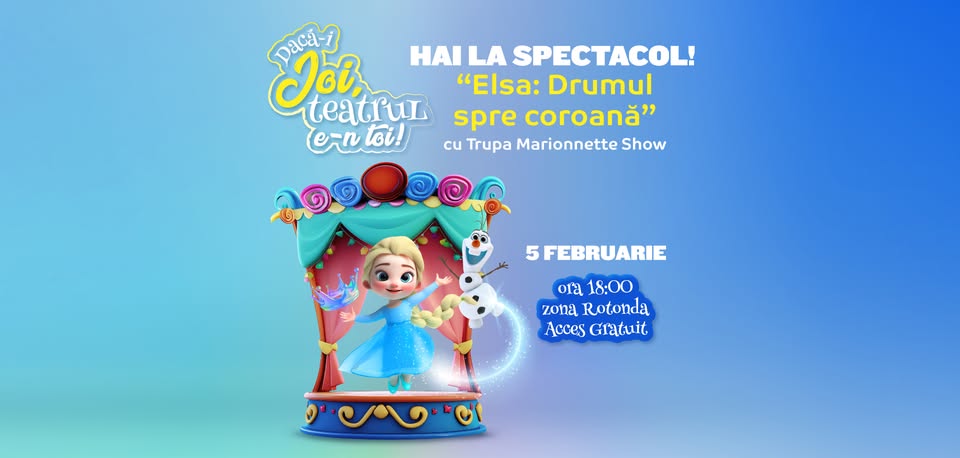 Hai la Spectacol la Mall Moldova! Piesa „Elsa: Drumul Spre Coroană” – 5 februarie 2026