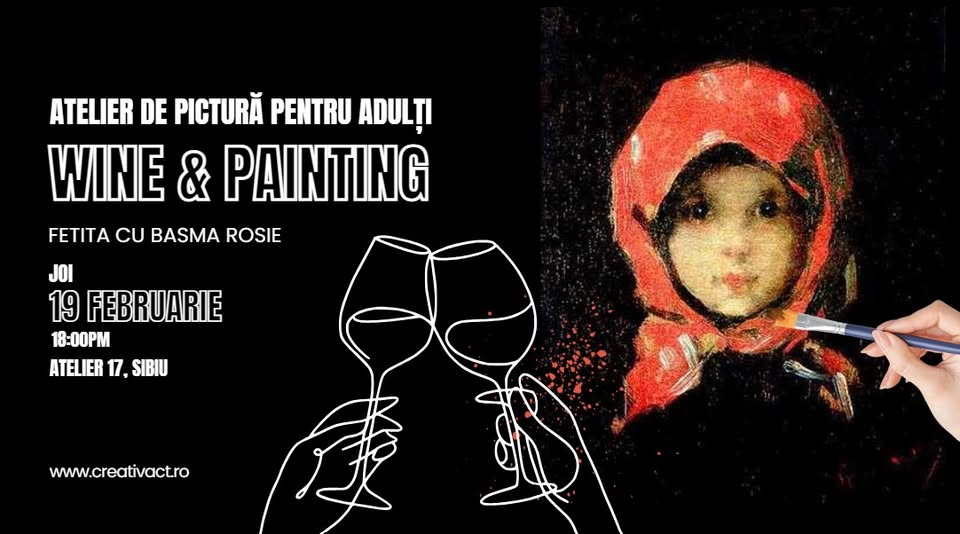 Atelier de pictură Wine&Painting- Fetița cu basma roșie