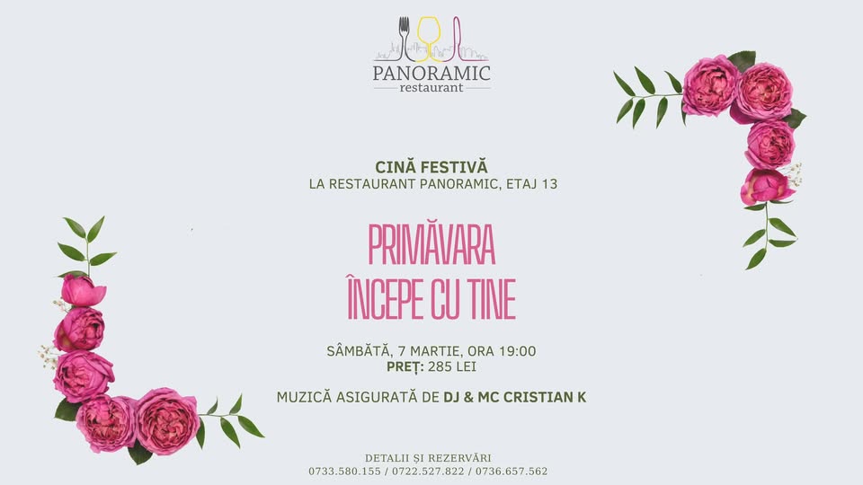 Primăvara începe cu tine 🌺 Cină festivă la Restaurant Panoramic