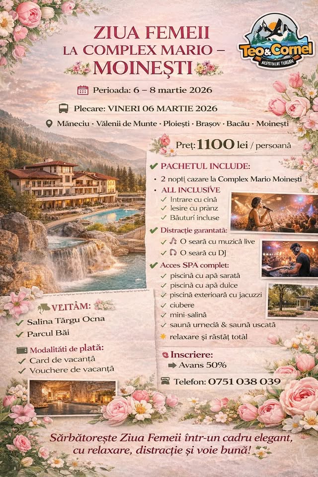 SARBATORIM ZIUA FEMEII LA COMPLEX MARIO -CU SPA