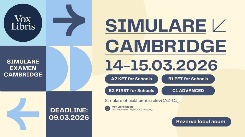 Simulări Examene Cambridge | Vox Libris Studio | Martie 2026