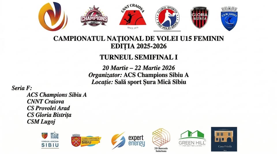 CAMPIONATUL NAȚIONAL DE VOLEI FEMININ U15 – TURNEU SEMIFINAL I
