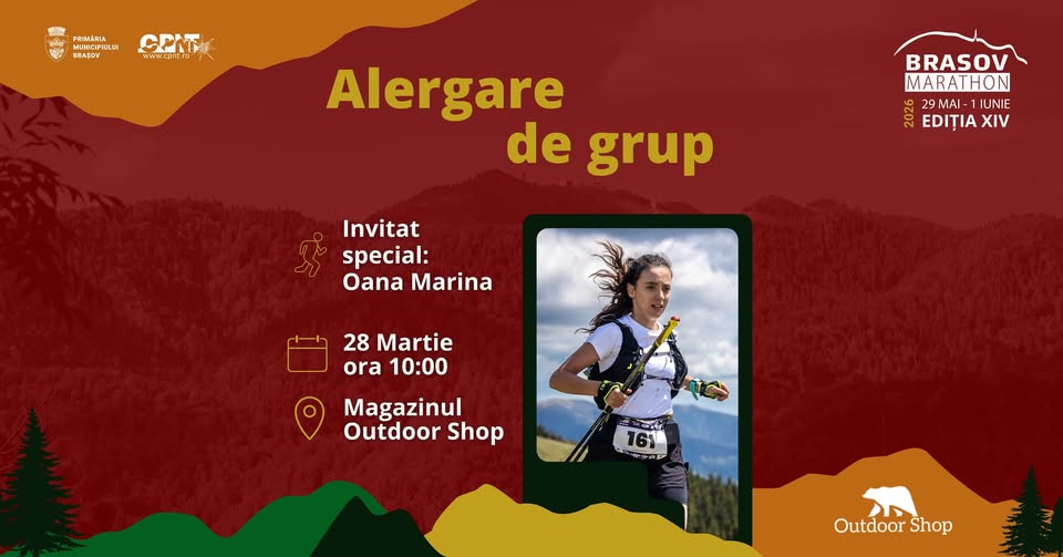 Alergare de grup Brașov Marathon x Outdoor Shop – Invitat special Oana Marina