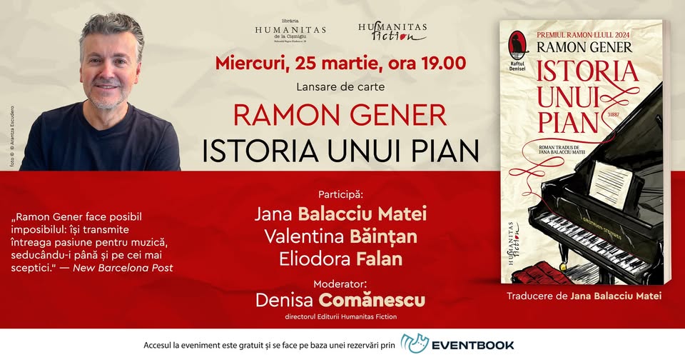 Lansare de carte: „Istoria unui pian“ de Ramon Gener