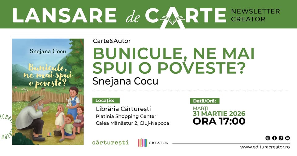Lansare de carte: „Bunicule, ne mai spui o poveste?” de Snejana Cocu