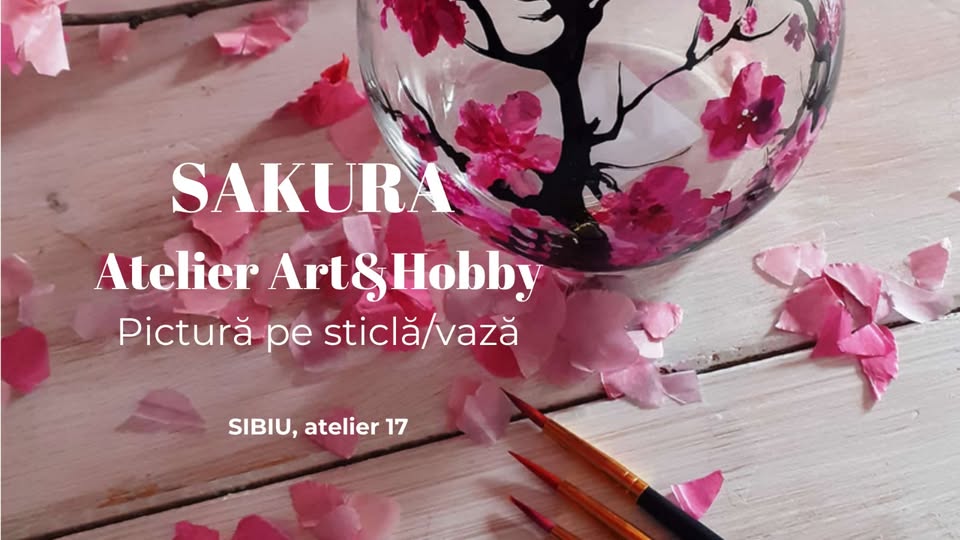Atelier de pictură pe sticlă/vază. SAKURA