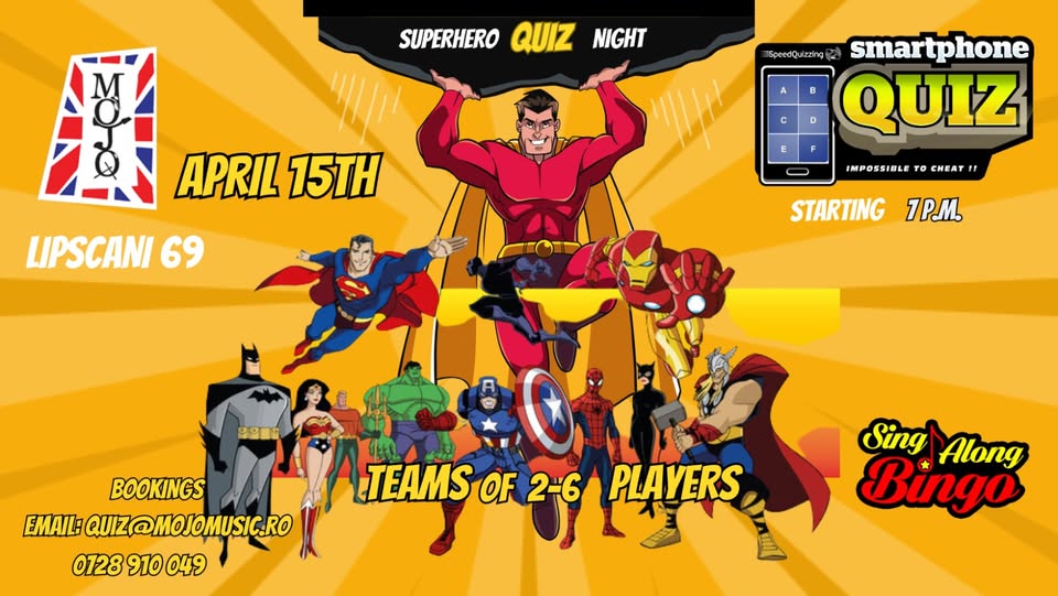 Speed Quiz and Sing-Along Bingo – SUPERHEROES!