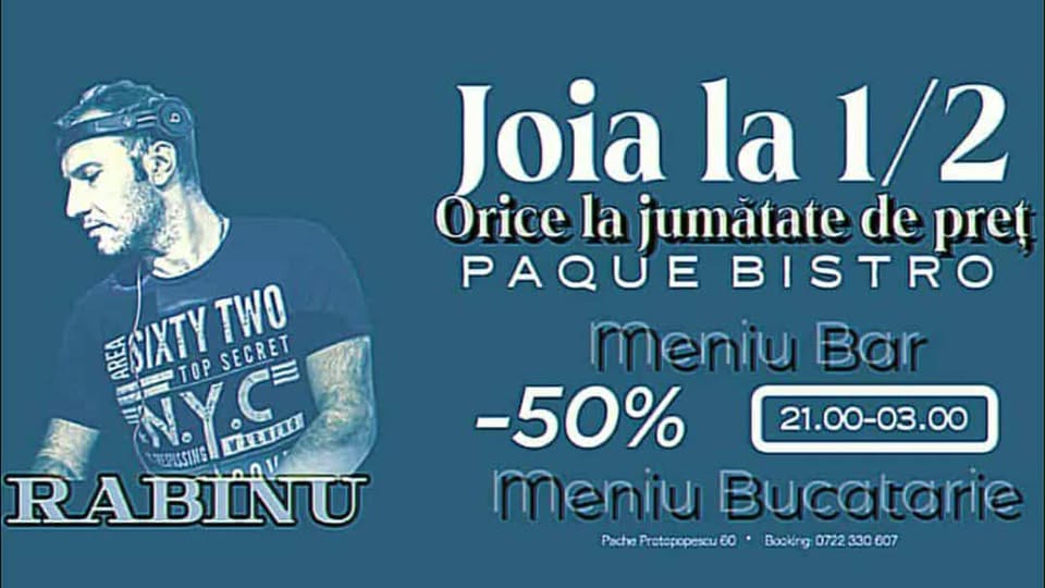 Joia la 1/2 cu DJ Rabinu – Orice la jumătate de preț
