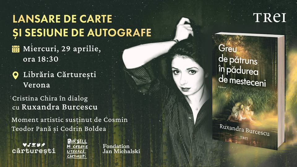 Lansare de carte și sesiune de autografe – Ruxandra Burcescu 🔸 Cărturești Verona