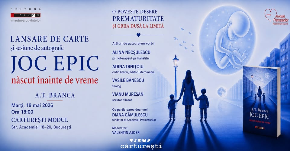 Lansare de carte și sesiune de autografe: Joc epic – născut înainte de vreme, A.T. Branca