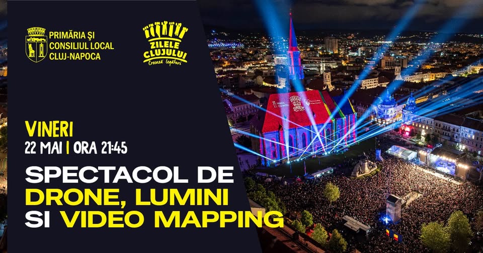 Spectacol de drone, lumini și video mapping