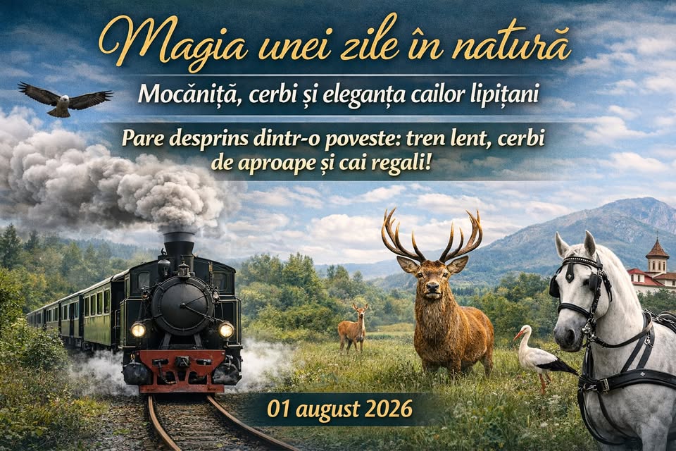 👑 Magia unei zile în natură – Mocăniță, cerbi și eleganța cailor lipițani