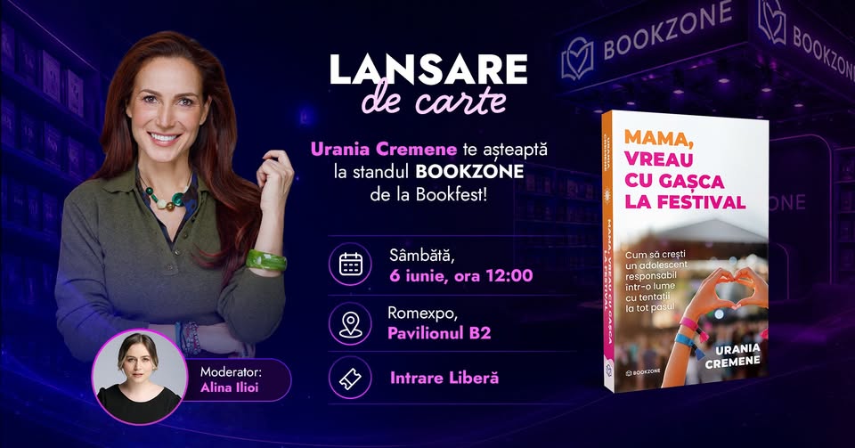 Urania Cremene te așteaptă la standul Bookzone de la Bookfest | Lansare de carte