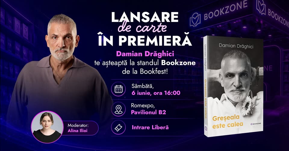Damian Drăghici te așteaptă la standul Bookzone de la Bookfest | Lansare de carte