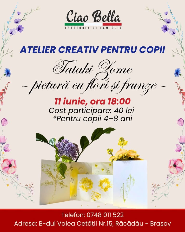 Atelier creativ – Tataki Zome, pictură cu flori și frunze