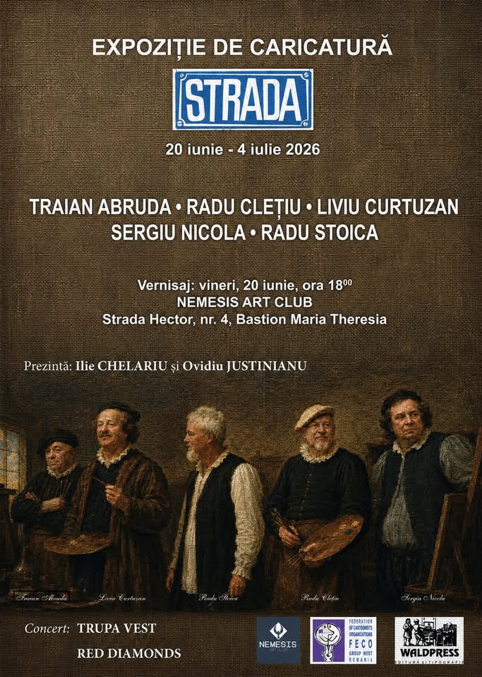 STRADA – vernisaj expozitie de caricatura + Concert Trupa Vest & Red Diamonds