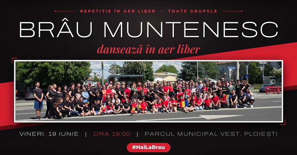 Brâu Muntenesc dansează în aer liber – 19 iunie, ora 19:00, Parcul Municipal Vest