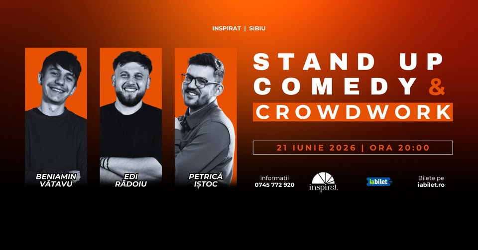 Sibiu: Stand-Up Comedy & Crowdwork cu Edi Rădoiu, Beniamin Vătavu și Petrică Iștoc
