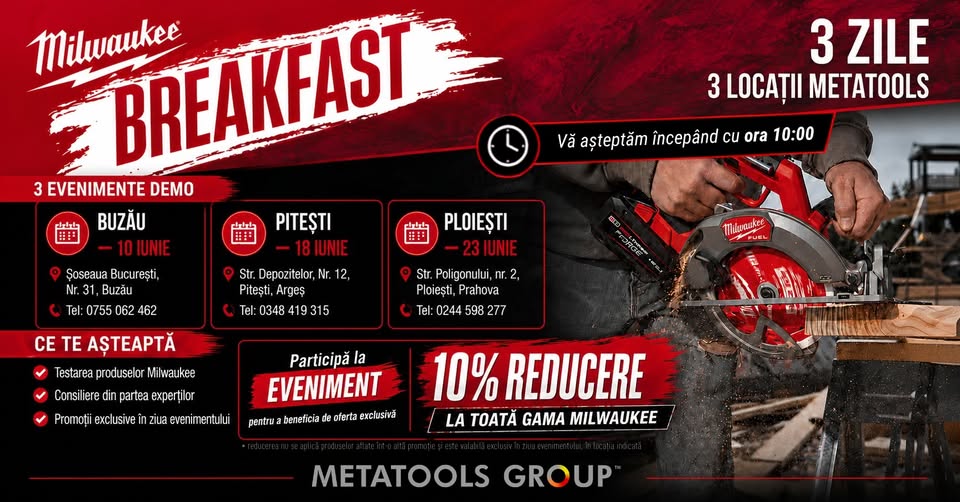 Milwaukee Breakfast 2026 – Metatools Ploiești