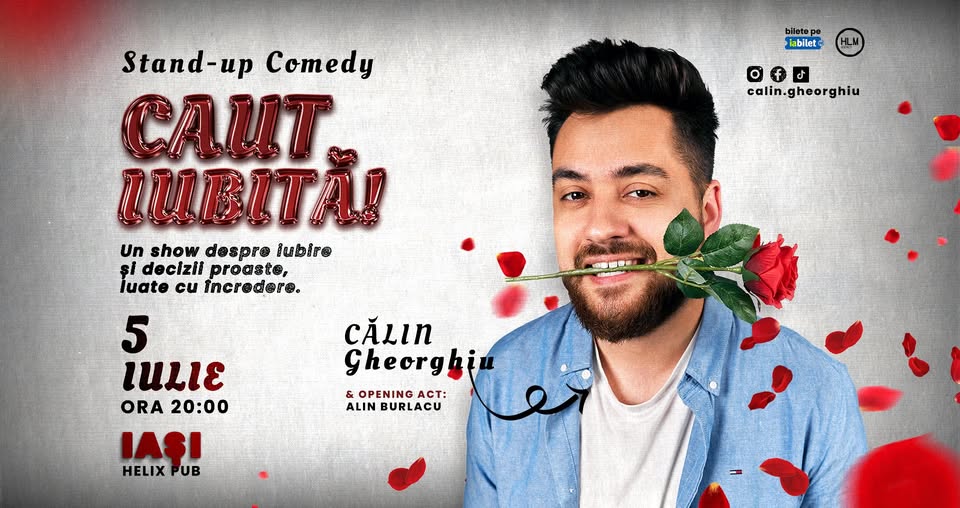 Iași: Caut iubită! Stand-up cu Călin Gheorghiu @Helix Pub