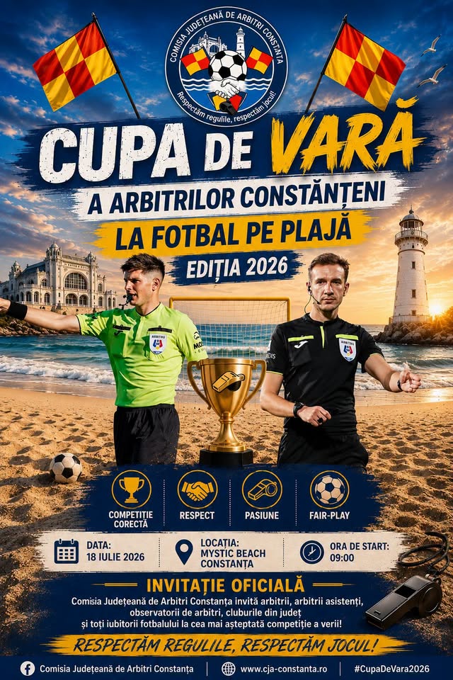 🏖️ Cupa de Vară a Arbitrilor Constănțeni – Fotbal pe Plajă 2026 ⚽.