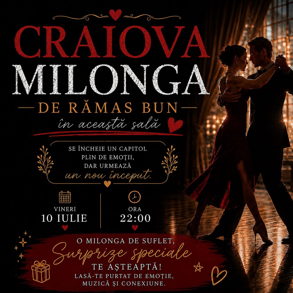 CRAIOVA MILONGA DE RĂMAS BUN | VINERI 10 IULIE, 22:00| VIVADANCE