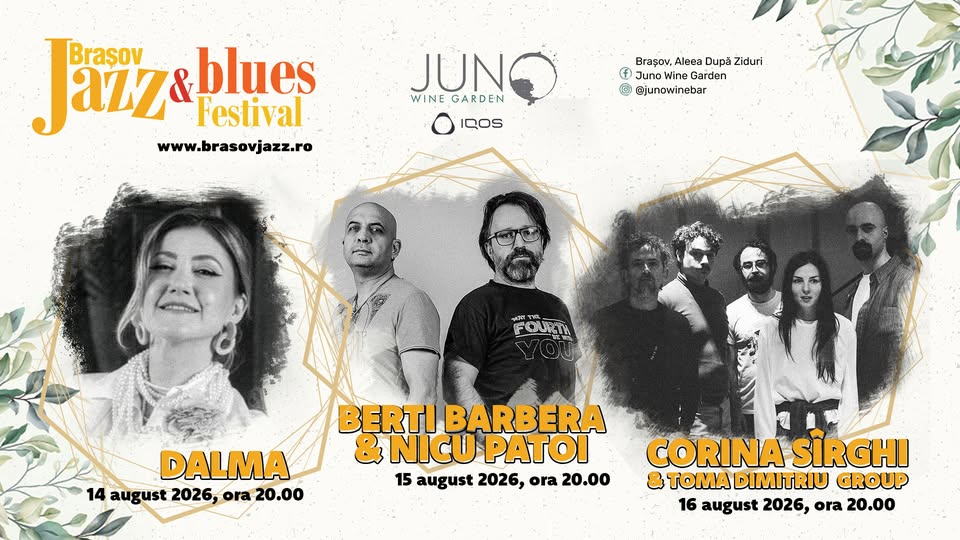 BJBF x Juno Wine Garden | Seri de concerte cu Dalma, Corina Sîrghi, Berti Barbera și Nicu Patoi