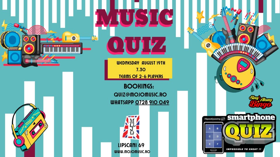 Music Speed Quiz with Sing-Along Bingo – 19th August 2026