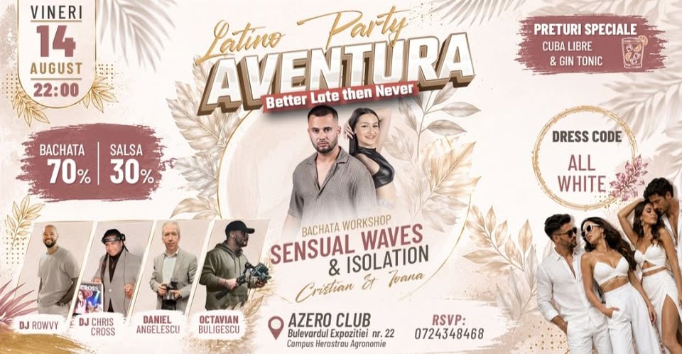 AVENTURA LATINO PARTY š¤šŖ½ ALL WHITE | 14 AUGUST | AZERO CLUB