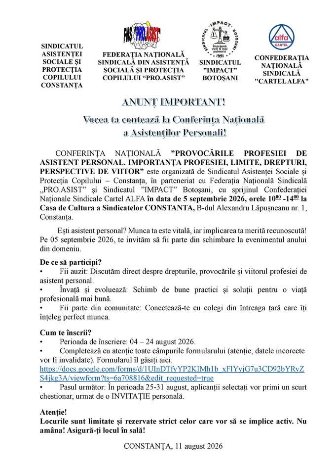 Conferinศa Naศionalฤ a Asistenศilor Personali