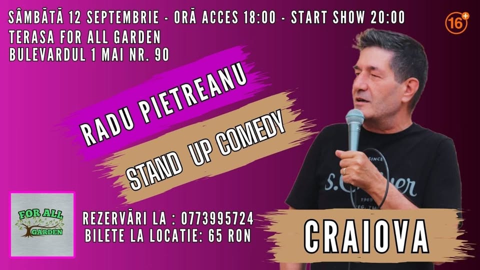 stand up comedy cu Radu Pietreanu – Terasa For All Garden Craiova