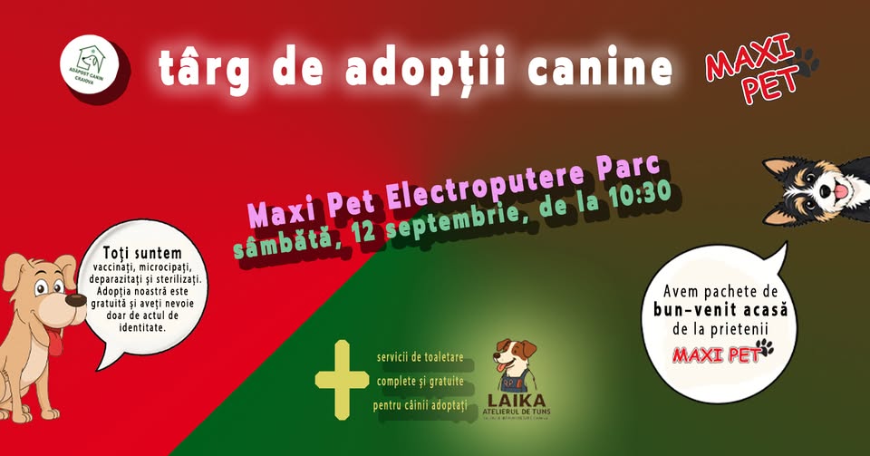 Târg de adopții canine – Maxi Pet Electroputere Parc
