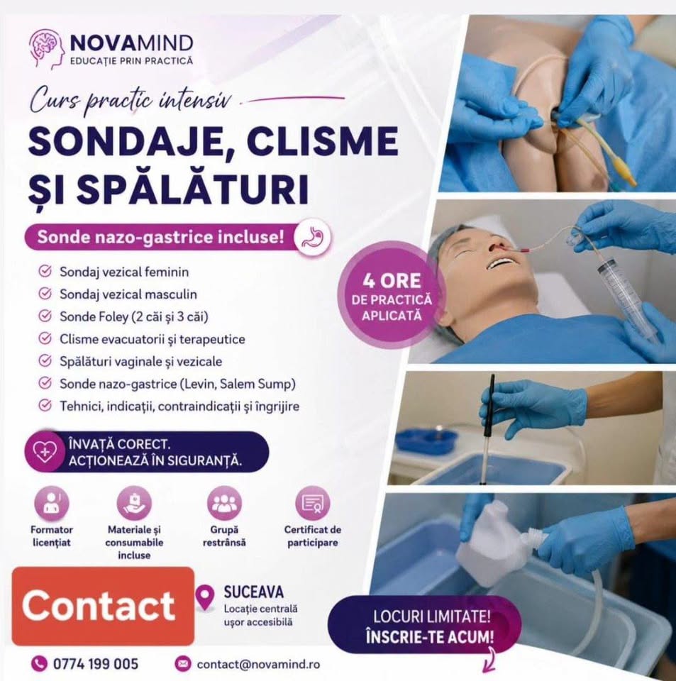 ATELIER PRACTIC – SONDE, CLISME ȘI SPĂLĂTURI