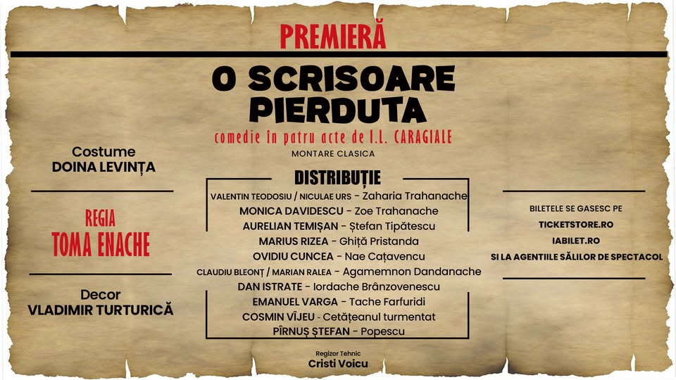 21 SEPT. – O scrisoare pierduta – Timisoara