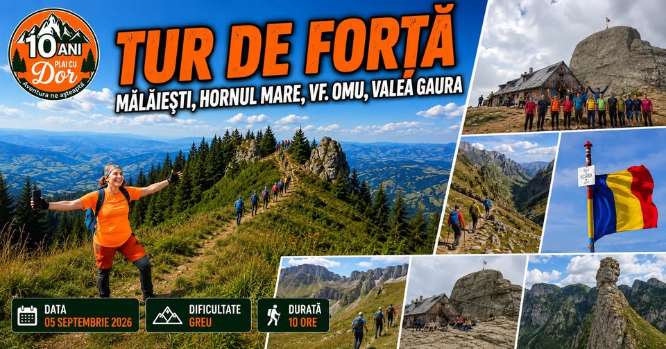 Tur de forță – Mălăiești, Hornul Mare, Vf. Omu, Valea Gaura