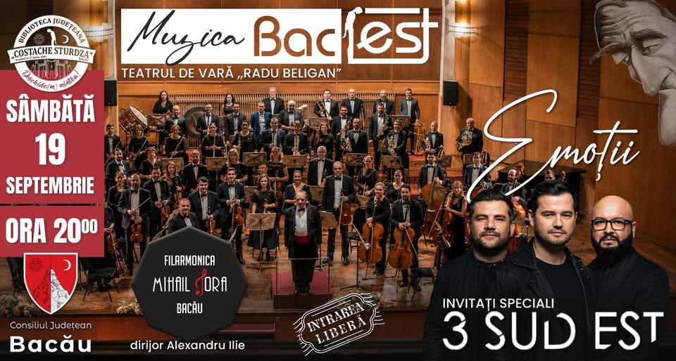 MUZICA BAC-FEST. CONCERT DE GALĂ: 3 SUD EST ȘI FILARMONICA MIHAIL JORA