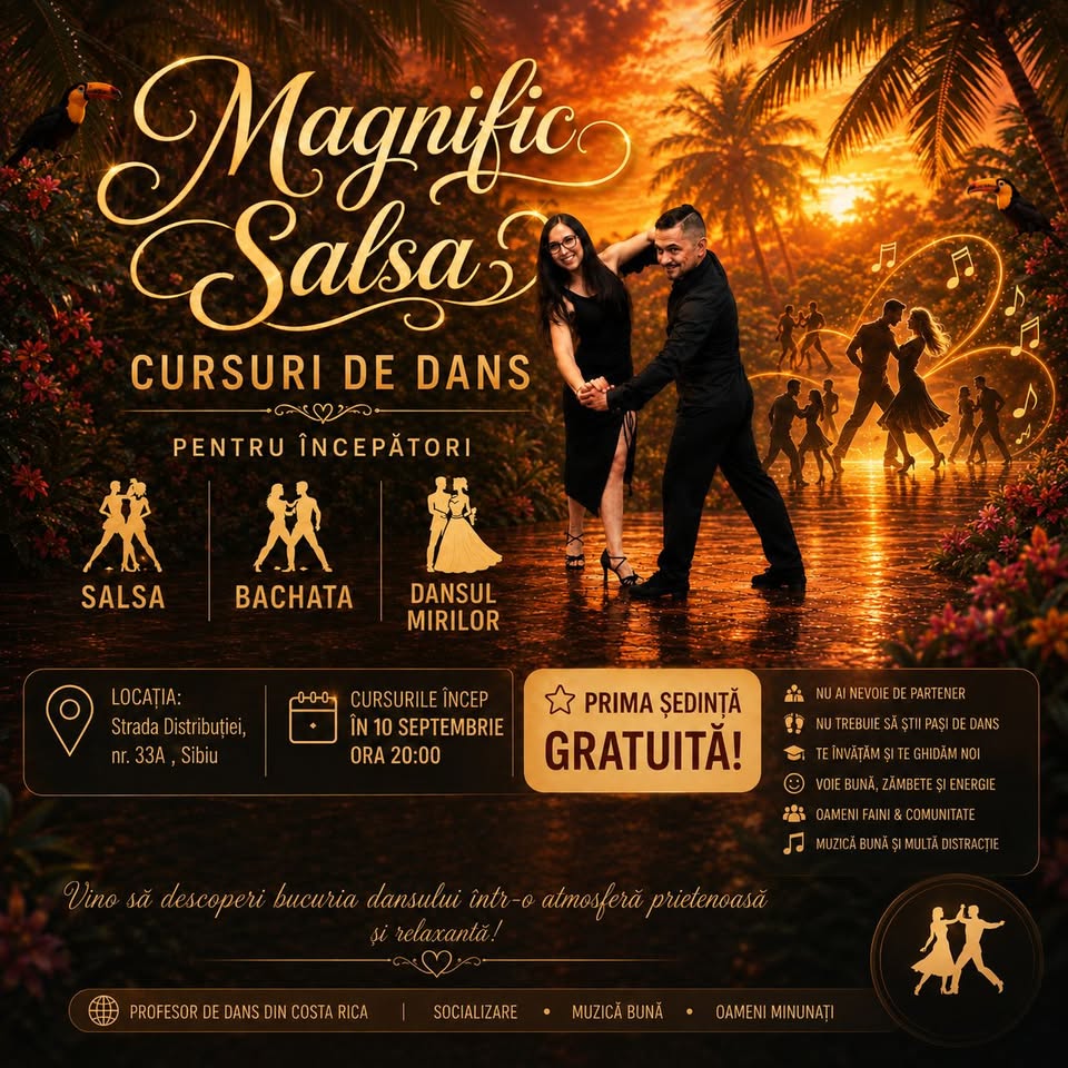 GRUPĂ NOUĂ ÎNCEPĂTORI- Salsa, Bachata, Dansul mirilor| Prima ședință gratuită!