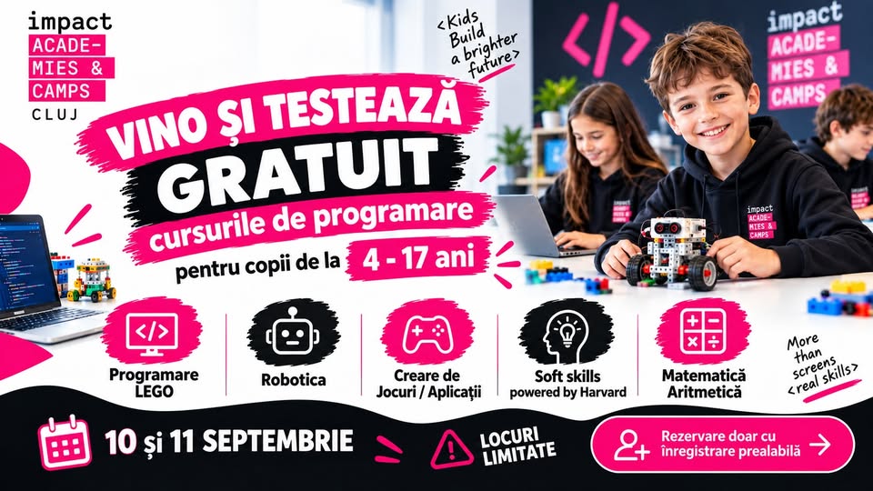 Zilele Ușilor Deschise la Impact Academies – Lecții demo GRATUITE pentru copii 4–17 ani!
