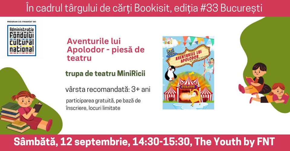 Piesa de teatru „Aventurile lui Apolodor” cu trupa MiniRicii – Bookisit #33 București