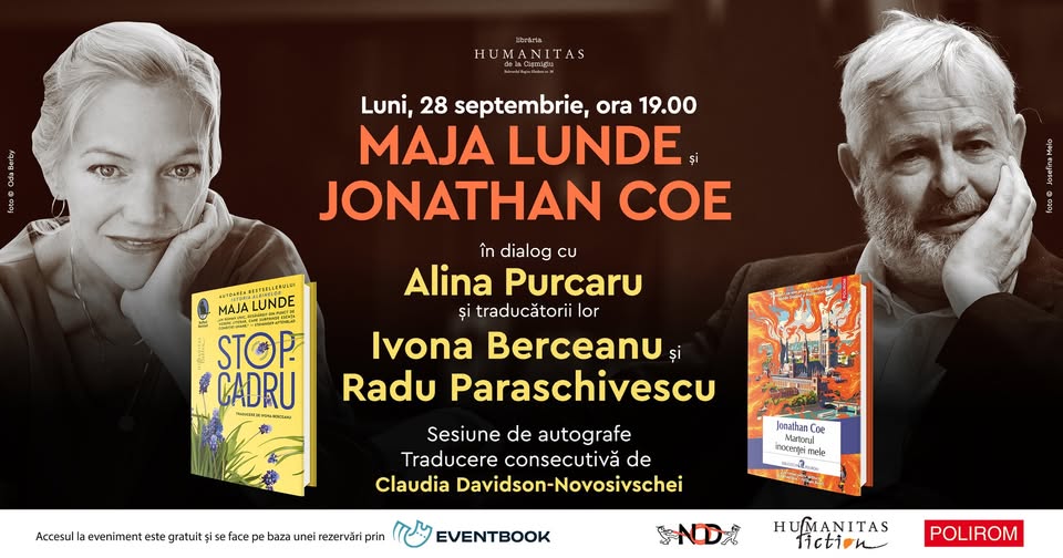 Maja Lunde, Jonathan Coe și traducătorii lor la București, în dialog cu Alina Purcaru