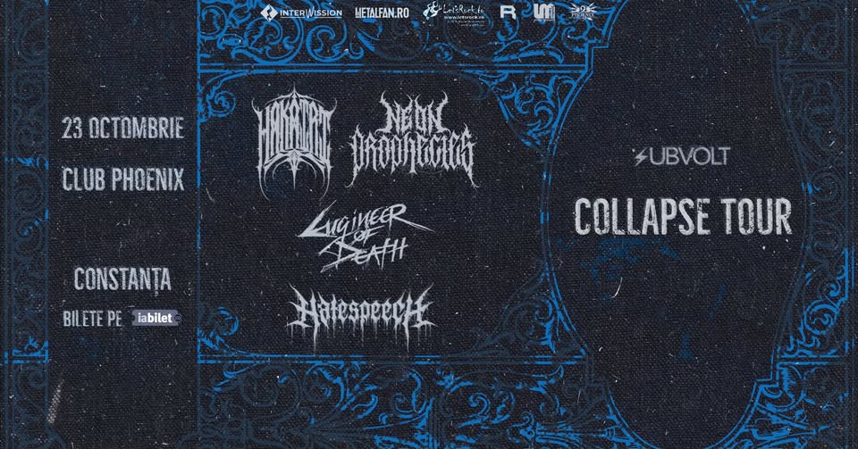 Collapse Tour: Hakairi, Neon Prophecies, Hatespeech și Engineer of Death în club Phoenix